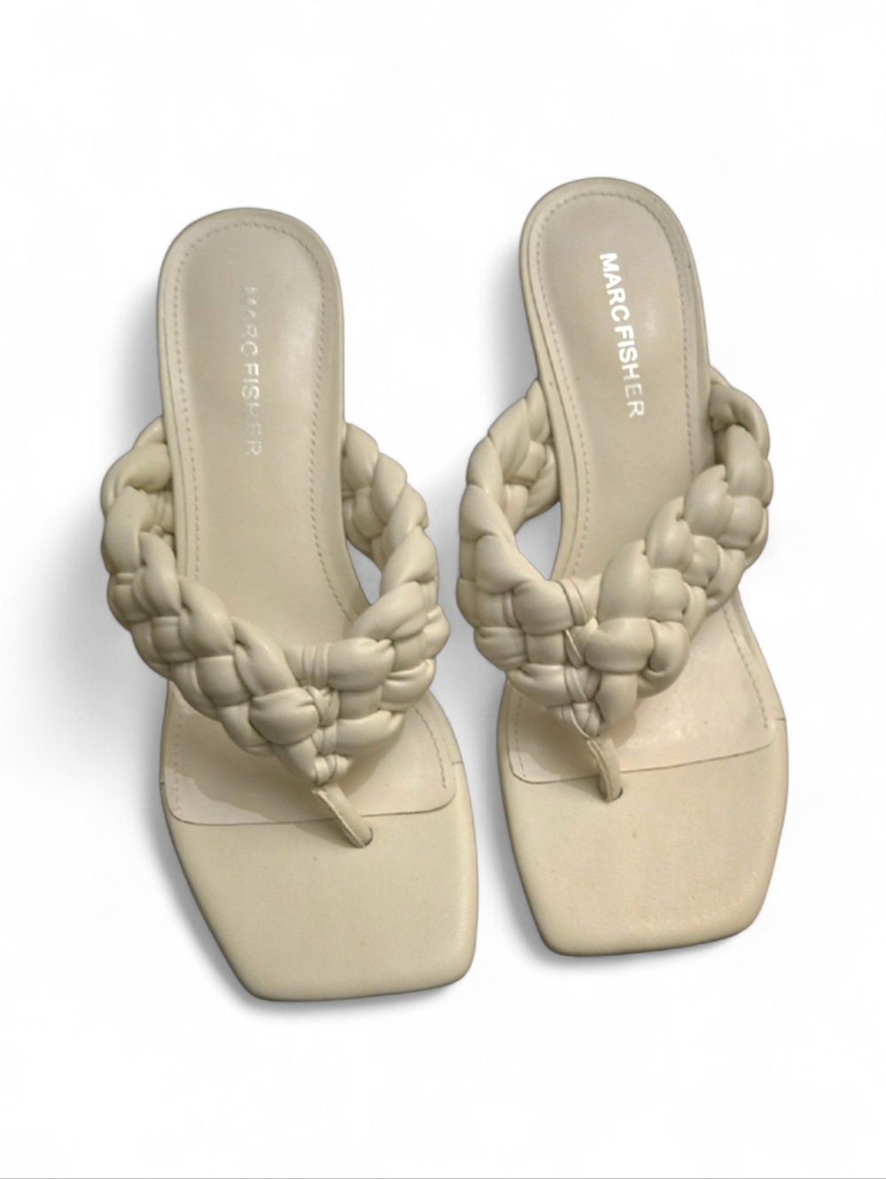 Marc Fisher Galynite Braided Thong Slide Sandals in Cream